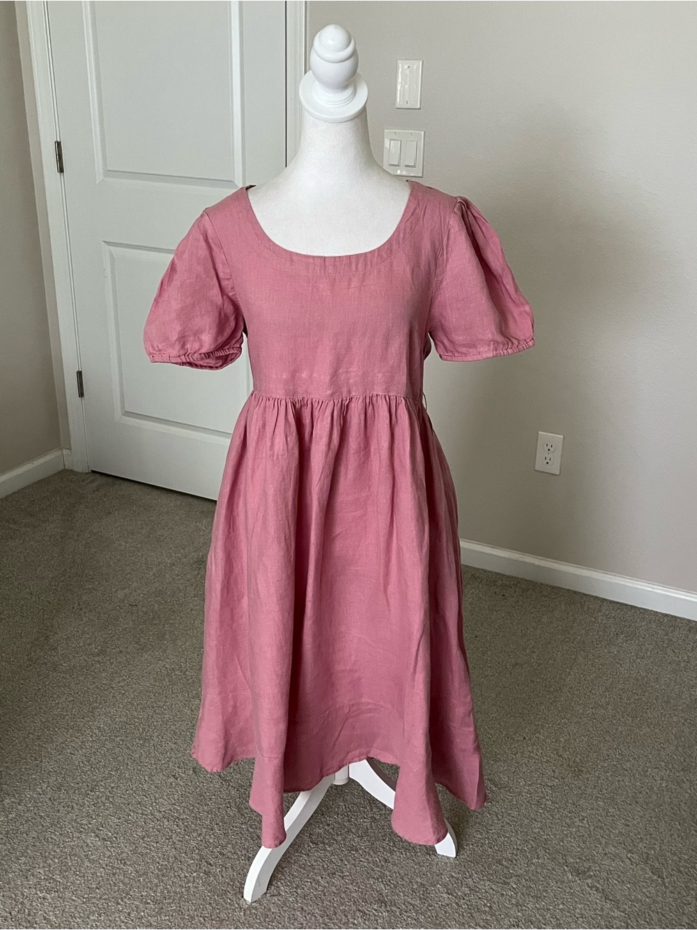 NWT Quince Maternity 100% European Linen Midi Dress in Mauve Mist Size Medium